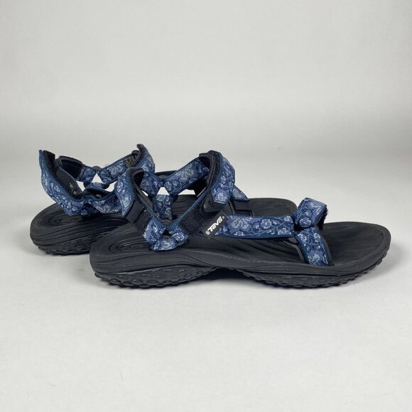 Teva Hiking Sport Water Sandals Womens Size 8.5 Blue Floral Hook Loop Strap 6465 - Picture 4 of 10